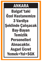 ÖZEL HASTANEMİZE TEMİZLİK PERSONELLERİ