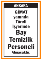 BAY TEMİZLİK PERSONELİ ARANIYOR GİMAT