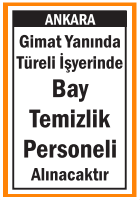 BAY TEMİZLİK PERSONELİ GİMAT TÜRELİ