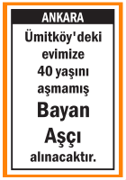 EVİMİZE BAYAN AŞÇI ÜMİTKÖY