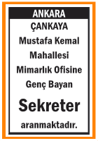 MİMARLIK OFİSİNE GENÇ BAYAN SEKRETER ANKARA