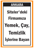 YEMEK ÇAY TEMİZLİK İŞLERİNE BAYAN