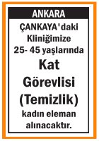 KLİNİĞİMİZE KAT GÖREVLİSİ ÇANKAYA