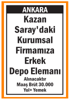 ERKEK DEPO ELEMANI KAZAN SARAY