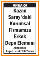 ERKEK DEPO ELEMANI KAZAN SARAY