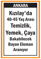 TEMİZLİK YEMEK ÇAYA BAYAN KIZILAY
