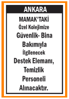 BİNA BAKIM DESTEK VE TEMİZLİK ELEMANI ARANIYOR MAMAK