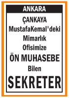 ÖN MUHASEBE BİLEN SEKRETER ÇANKAYA