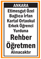 ERKEK ÖĞRENCİ YURDUNA REHBER ÖĞRETMEN