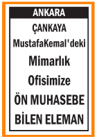 ÖN MUHASEBE BİLEN ELEMAN ÇANKAYA