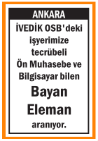 BAYAN ÖN MUHASEBE ELEMANI İVEDİK