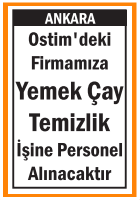 YEMEK ÇAY TEMİZLİK PERSONELİ