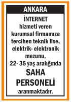 SAHA PERSONELİ İNTERNET HİZMETİ VEREN FİRMAMIZA
