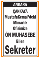 ÖN MUHASEBE BİLEN SEKRETER ÇANKAYA