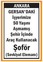 ŞOFÖR (SEVKİYAT ELEMANI) GERSAN