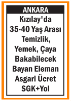 TEMİZLİK YEMEK ÇAYA BAYAN KIZILAY