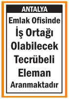 EMLAK OFİSİNE İŞ ORTAĞI ELEMAN ANTALYA