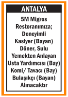 PERSONELLER ARANIYOR. ANTALYA MİGROS 5M RESTORAN