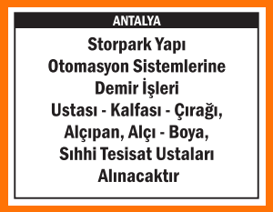 STORPARK YAPI OTOMASYON USTALAR ARIYOR ANTALYA