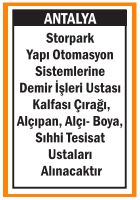 STORPARK YAPI OTOMASYON USTALAR ARIYOR ANTALYA