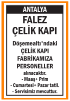 ÇELİK KAPI FABRİKAMIZA PERSONELLER ANTALYA