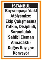 ATÖLYEMİZE ELEMAN BAYRAMPAŞA