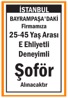 E EHLİYETLİ DENEYİMLİ ŞOFÖR BAYRAMPAŞA