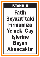 YEMEK ÇAY İŞLERİNE BAYAN