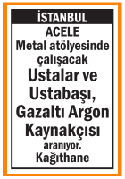 USTA USTABAŞI ARGON KAYNAKÇISI KAĞITHANE