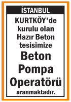 BETON POMPA OPERATÖRÜ KURTKÖY