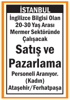 KADIN SATIŞ PAZARLAMA PERSONELİ