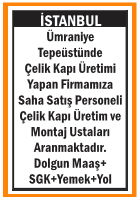 ÇELİK KAPI ÜRETİMİ YAPAN FİRMAMIZA PERSONELLER