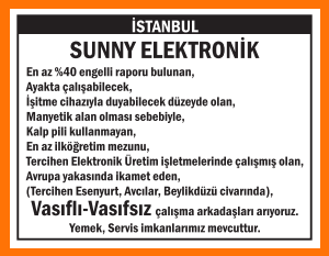 VASIFLI VASIFSIZ ENGELLİ PERSONEL ARIYORUZ