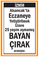 ECZANEYE BAYAN ÇIRAK İZMİR ALSANCAK