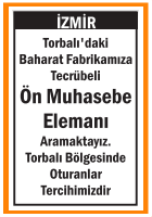 TECRÜBELİ ÖN MUHASEBE ELEMANI TORBALI