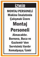 İZMİR KEMALPAŞA MONTAJ PERSONELİ