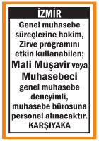 MALİ MÜŞAVİR VEYA MUHASEBECİ KARŞIYAKA