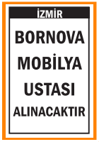MOBİLYA USTASI ALINACAKTIR BORNOVA