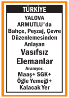 BAHÇE PEYZAJ İŞLERİNE VASIFSIZ ELEMAN YALOVA