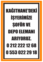 KAĞITHANE ŞOFÖR VE DEPO ELEMANI